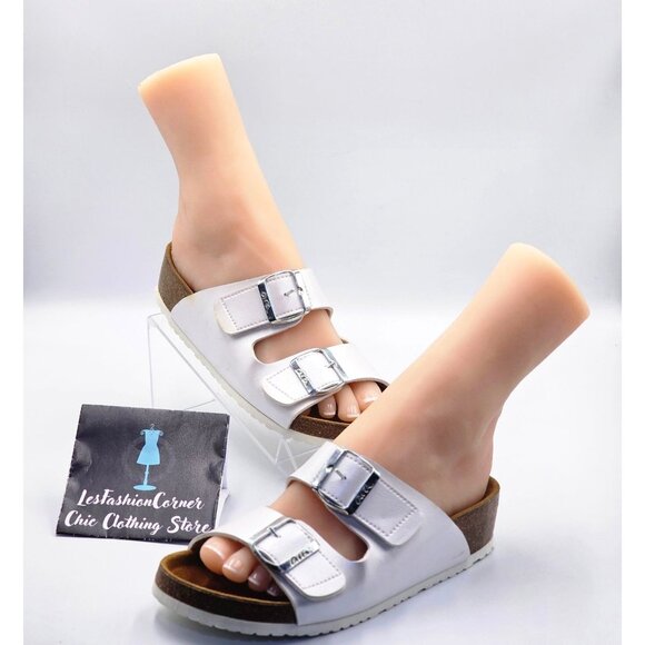 Ara Women's Laminado Pearl White Leather Slip-On Sandals Size 7.5 (38) 2521 - Picture 5 of 16